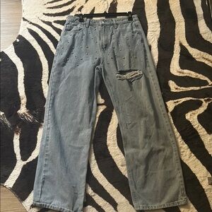 Forever 21 Gray Straight Leg Jeans Relaxed Fit